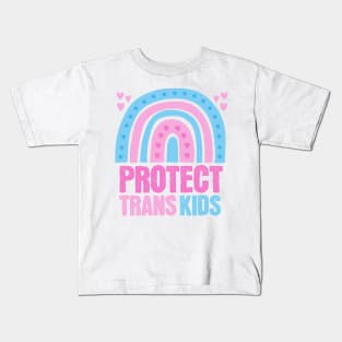 Protect Trans Kids Rainbow Queer Flag Pink Kids T-Shirt